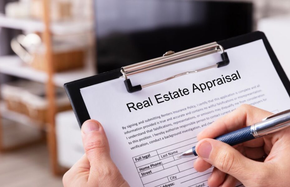 Home appraisal document with a pen, representing property valuation in real estate.