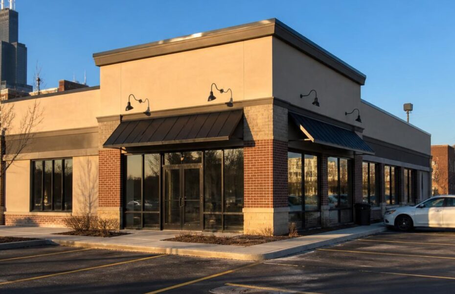 Leased commercial building valued using a cap rate in commercial real estate