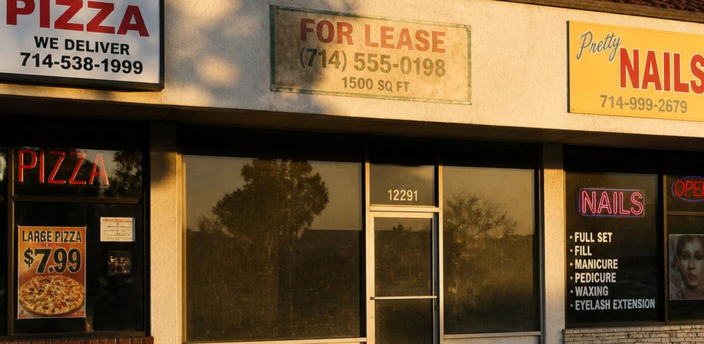 Partially vacant retail property where vacancy reduces net operating income