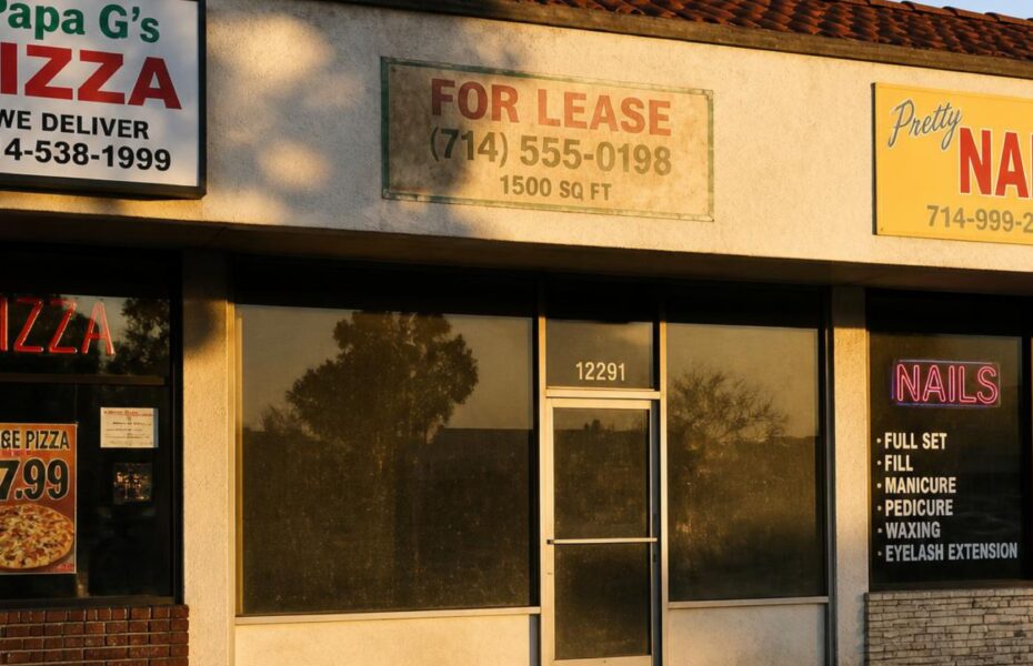 Partially vacant retail property where vacancy reduces net operating income
