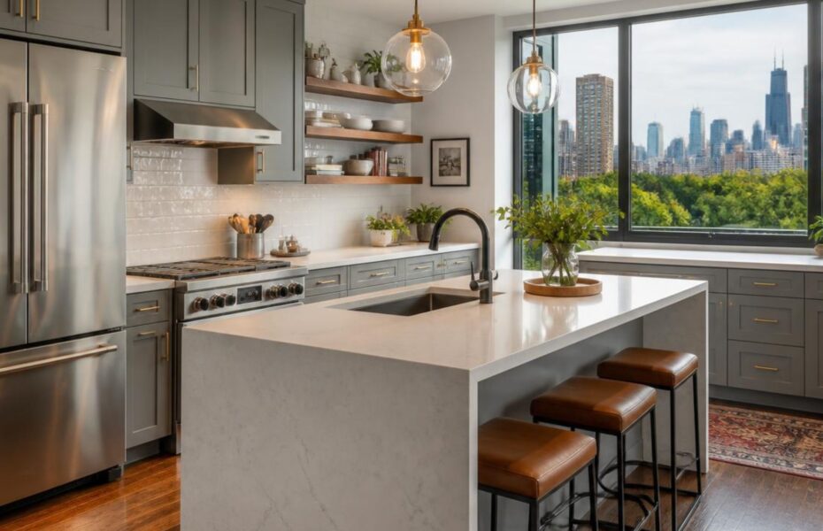Renovated Chicago home kitchen listed for sale with unpermitted work