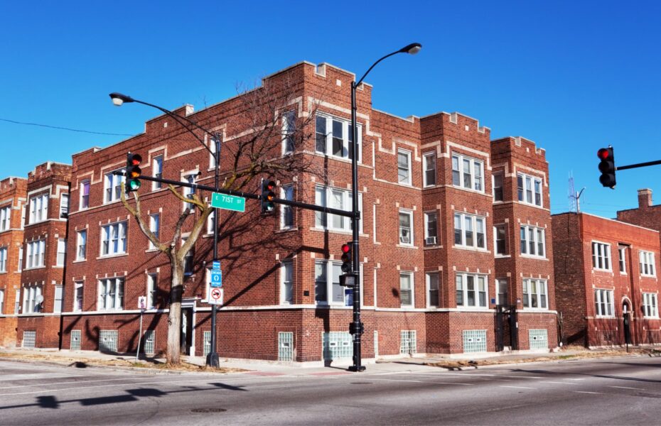 Chicago six-flat apartment building valued in a commercial real estate divorce appraisal
