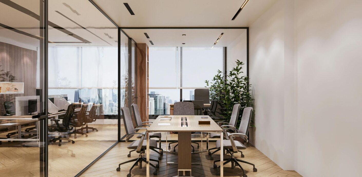 Empty office suite photographed as evidence for a vacancy adjustment tax appeal.